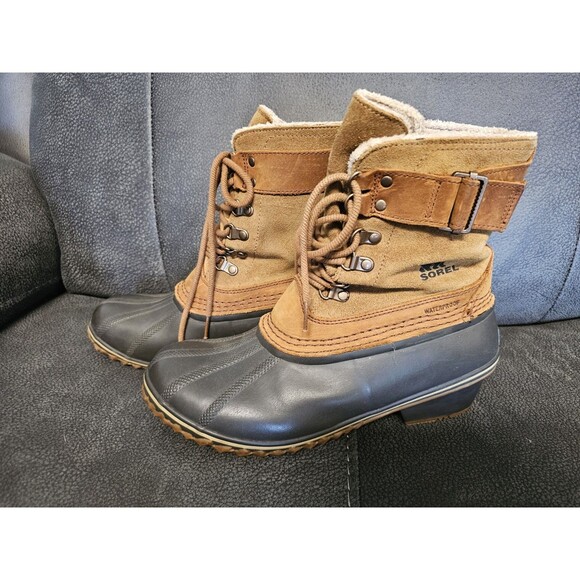 Sorel Winter Fancy Lace II Boots 10 NL2125-286 Brown Suede Waterproof Worn Once - Picture 5 of 8